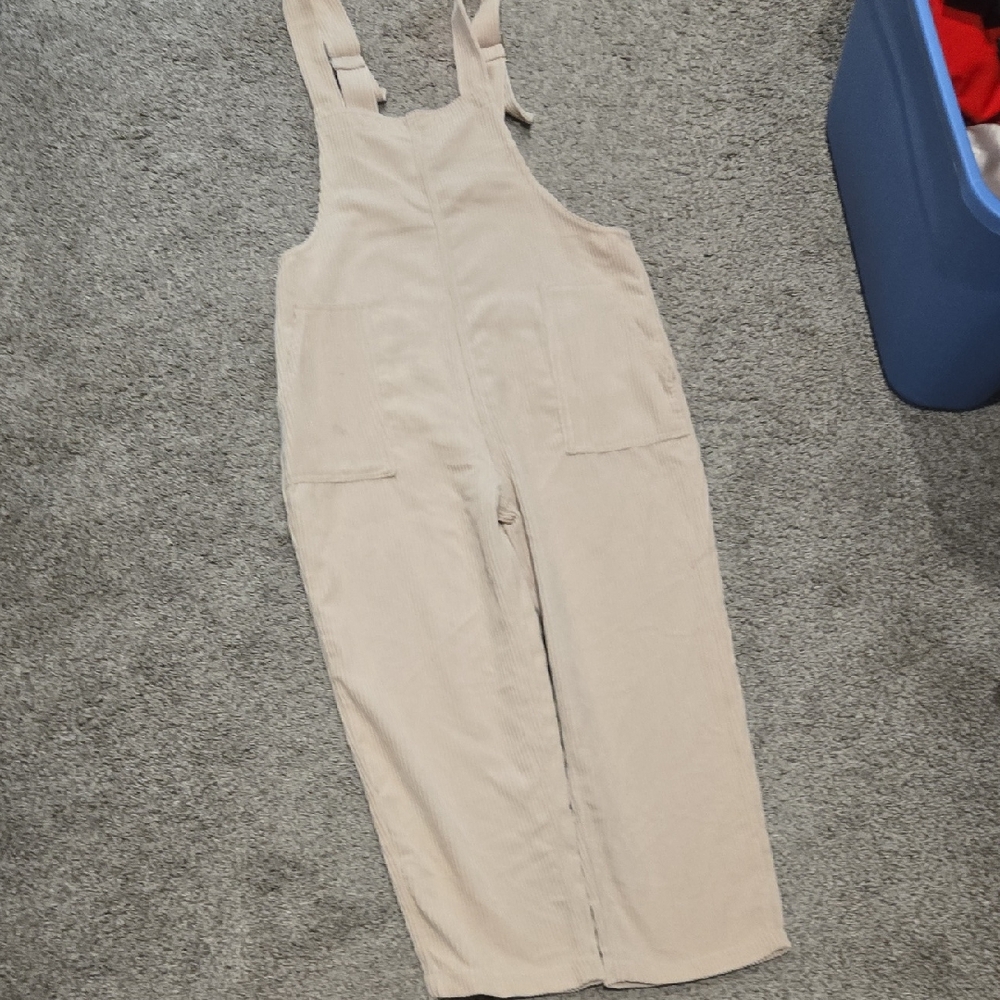 Beige Corduroy Overalls